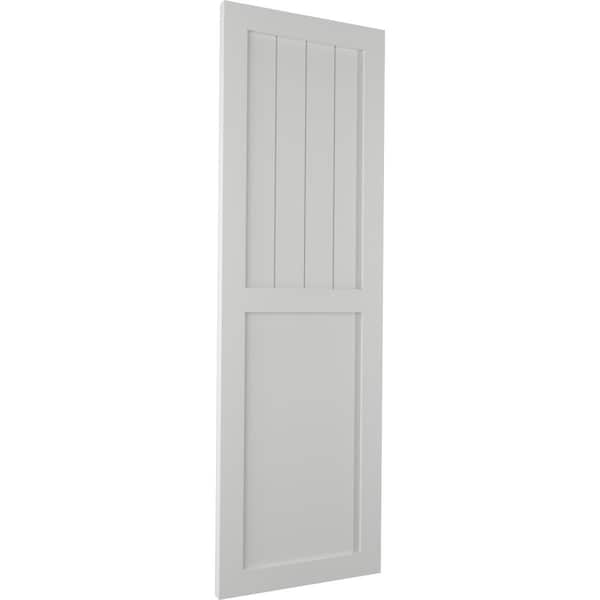 True Fit PVC Farmhouse/Flat Panel Combination Fixed Mount Shutters, Hailstorm Gray, 18W X 31H